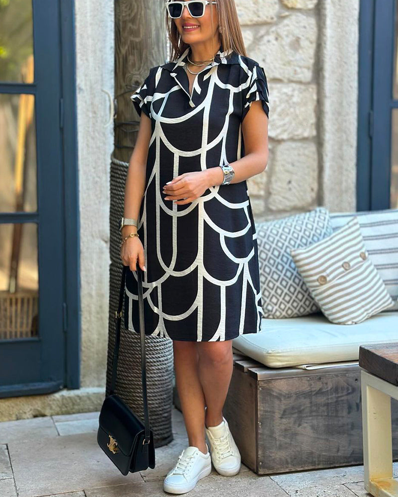 Alessandra™ | Abito elegante con stampa grafica