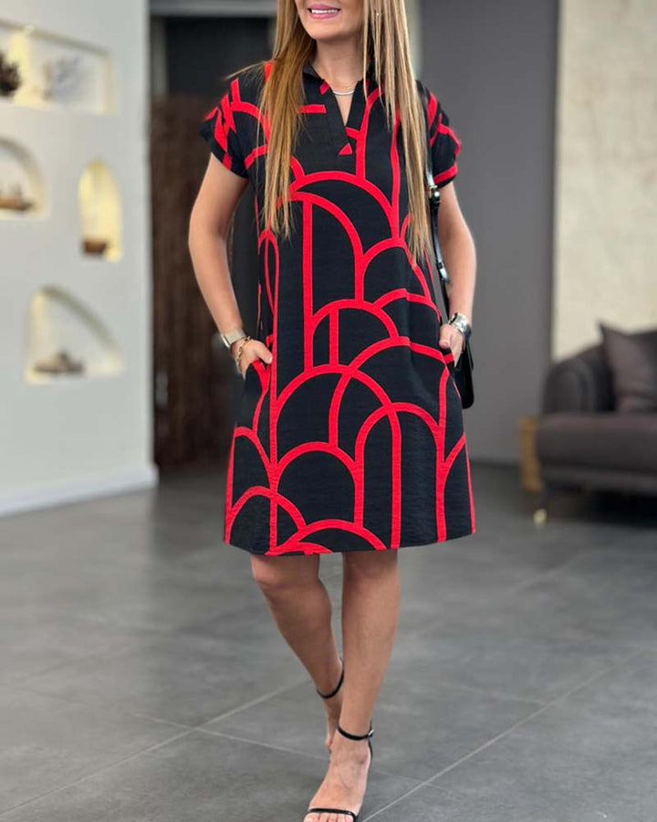 Alessandra™ | Abito elegante con stampa grafica