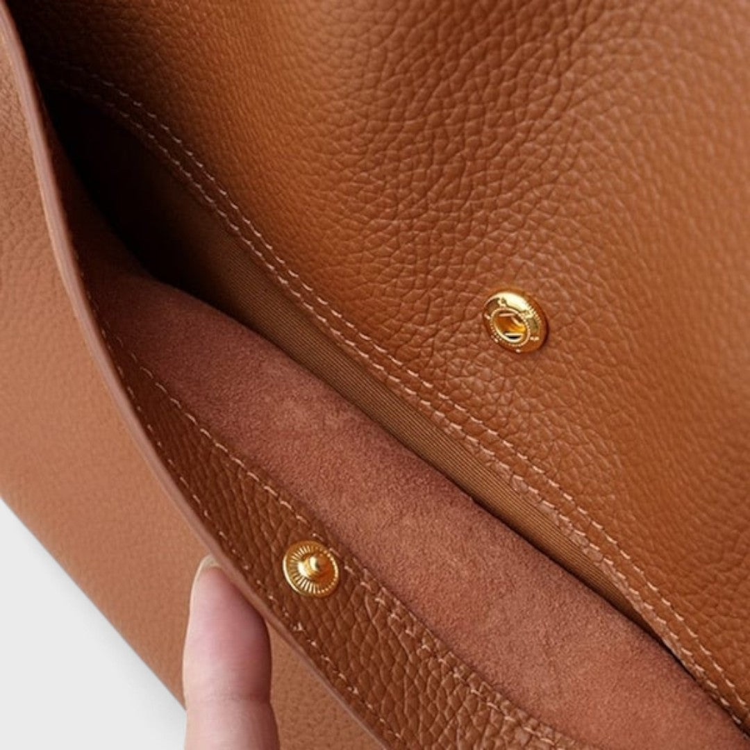 Stefania™| Borsa a tracolla in vera pelle tinta unita