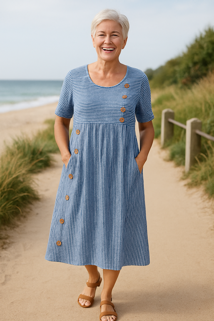 Brienne | Vestito Midi a Strisce – Comfort Senza Sforzo, Fiducia Quotidiana