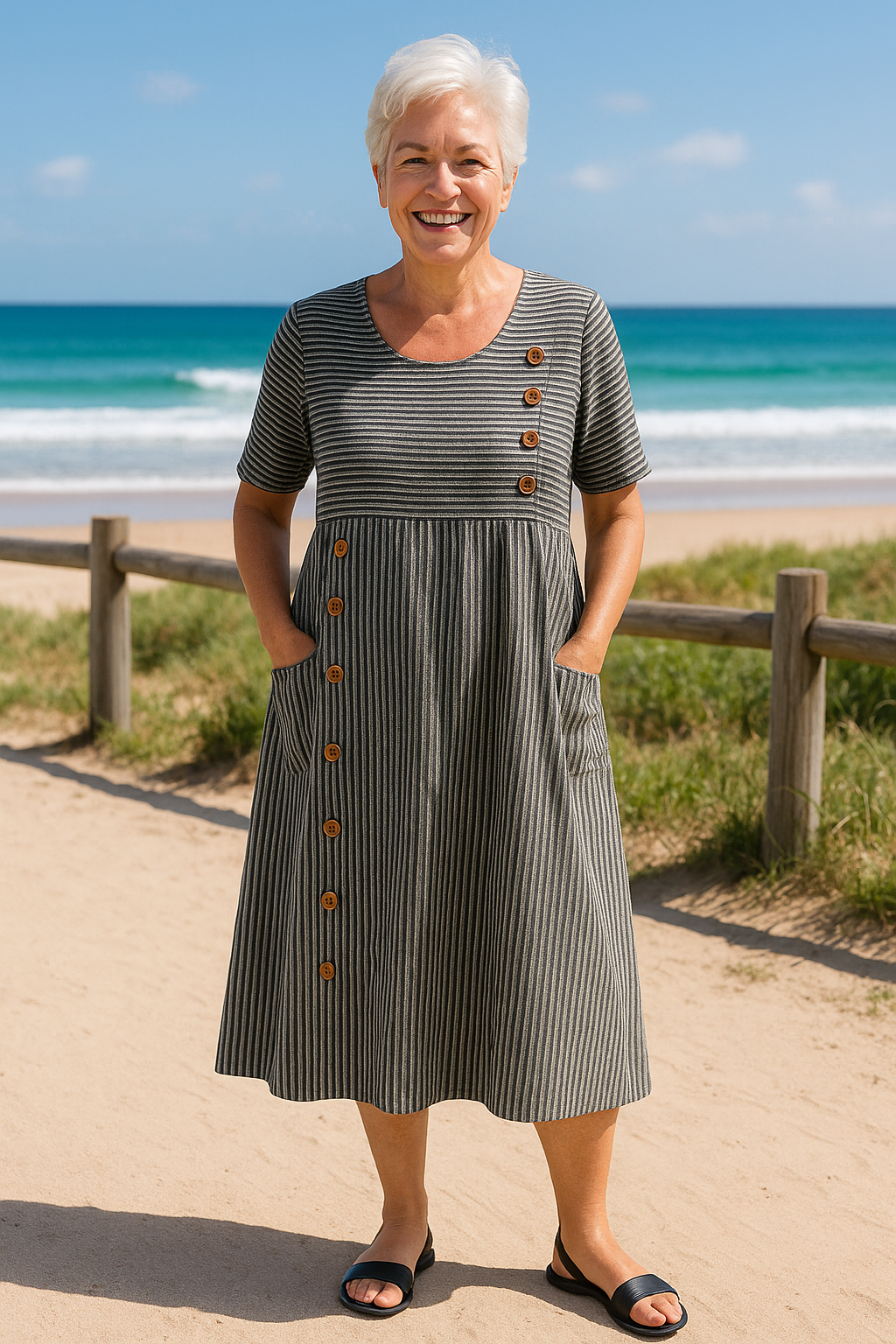 Brienne | Vestito Midi a Strisce – Comfort Senza Sforzo, Fiducia Quotidiana