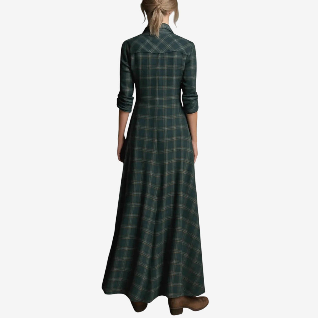 Rosa™ | Elegante abito camicia lungo a quadri