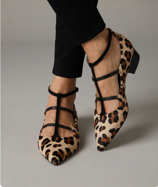 Bridget™ | Scarpe con tacco e cinturino leopardato