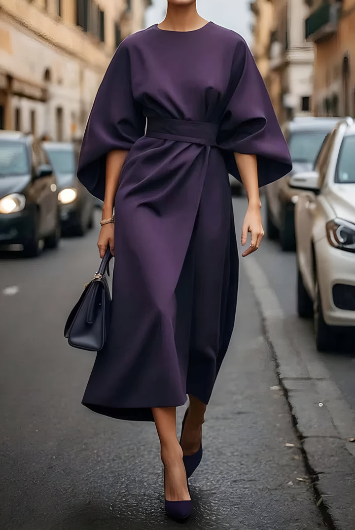 Grace™ | Abito Elegante con Maniche a Lanterna e Cintura