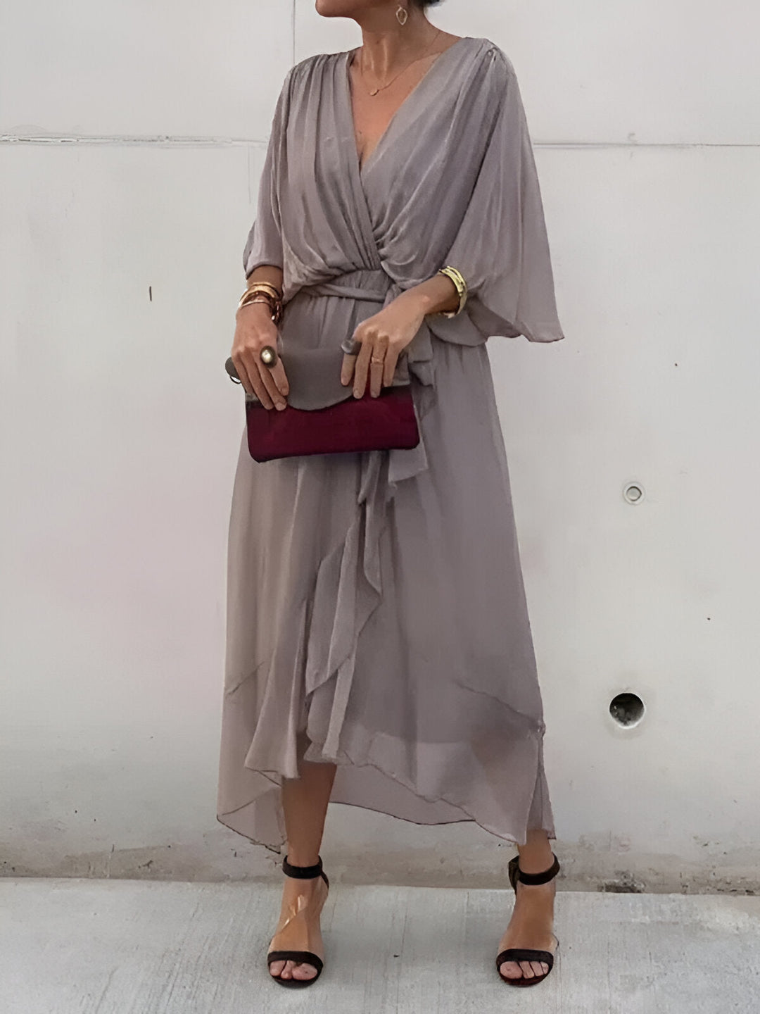 Daniela™ | Elegante abito midi plissettato con fiocco