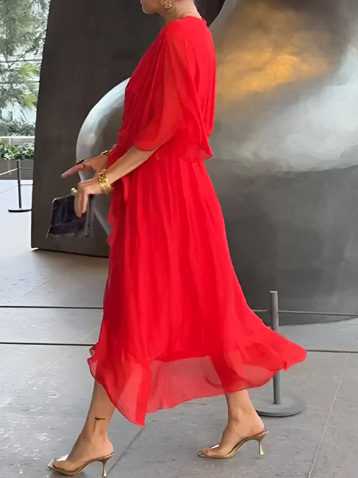 Daniela™ | Elegante abito midi plissettato con fiocco