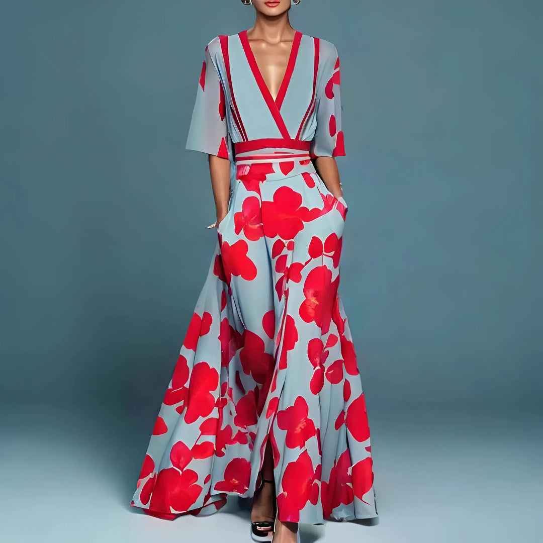 Valentina™ | Abito Maxi Elegante con Scollo Profondo