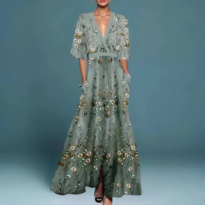 Valentina™ | Abito Maxi Elegante con Scollo Profondo