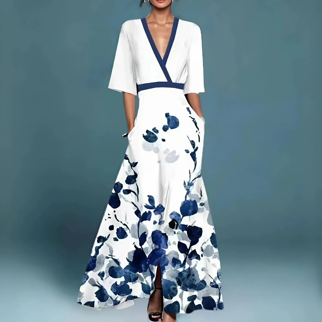 Valentina™ | Abito Maxi Elegante con Scollo Profondo