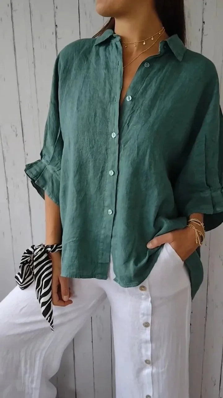 Daniela™ | Camicia casual in cotone e lino